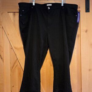 Catherines Womens Size 3X Knit Jean Fly Front Black Stretch French Terry Capri